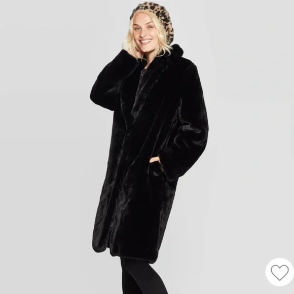 a new day Jackets & Blazers - A New Day Extremely SOFT Long Black Faux Fur Coat Size Small